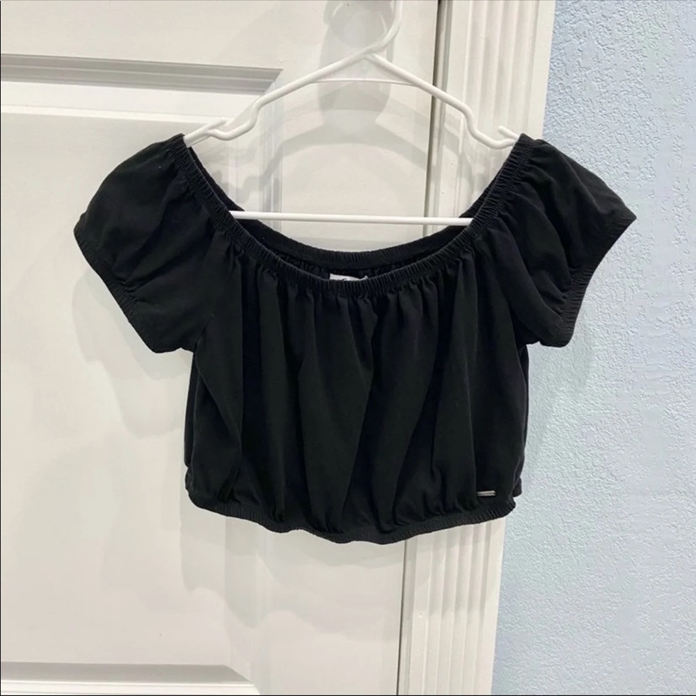 Hollister Black Off the Shoulder Crop Top